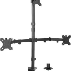 Protech DM-341 10-32″ Triple Monitor/ TV Desk Mount With Dual Installation Option Grommet/Clamp