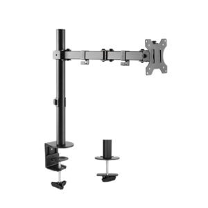 Protech DM-335 13-32″ Single Monitor/ TV Desk Mount Dual Installation Option Grommet/Clamp
