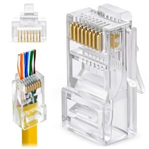 Cat6 Pass Through Modular RJ45 Cat 6 Ethernet Cable Connector Plug Crystal Head 100 PCS